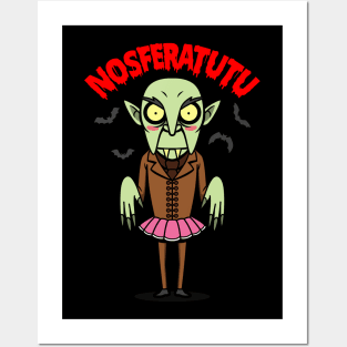 Funny Cute Retro Vintage Nosferatu Dracula Vampire In Tutu Cartoon Posters and Art